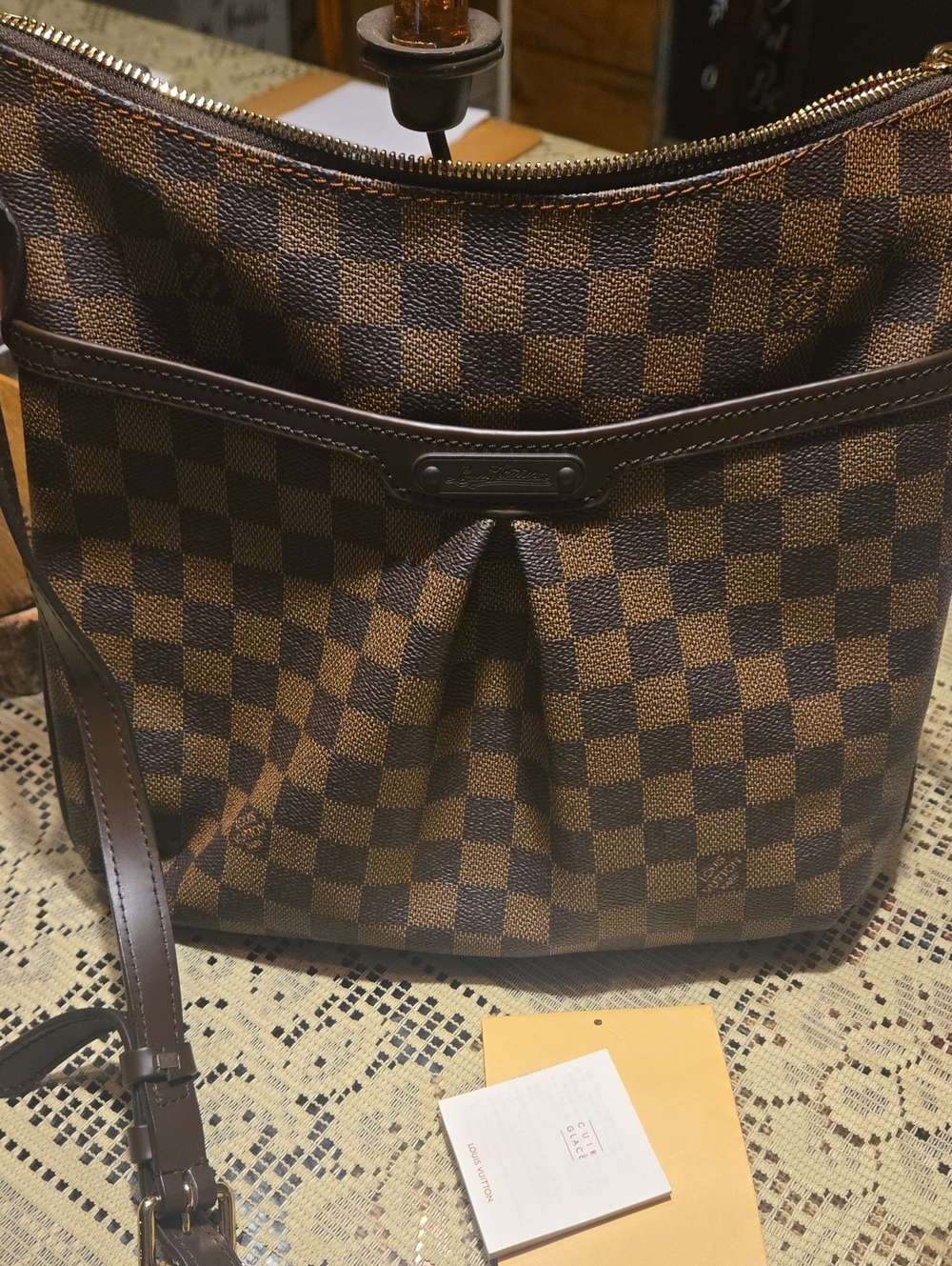 Stylish Hand Bag Brown Checkered Women's Shoulder Bag
